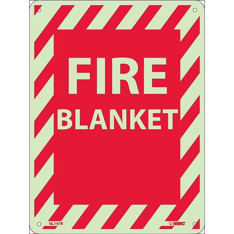 Notice Signs; Fire, Fire Blanket, 12X9, Rigid Plasticglow image 1