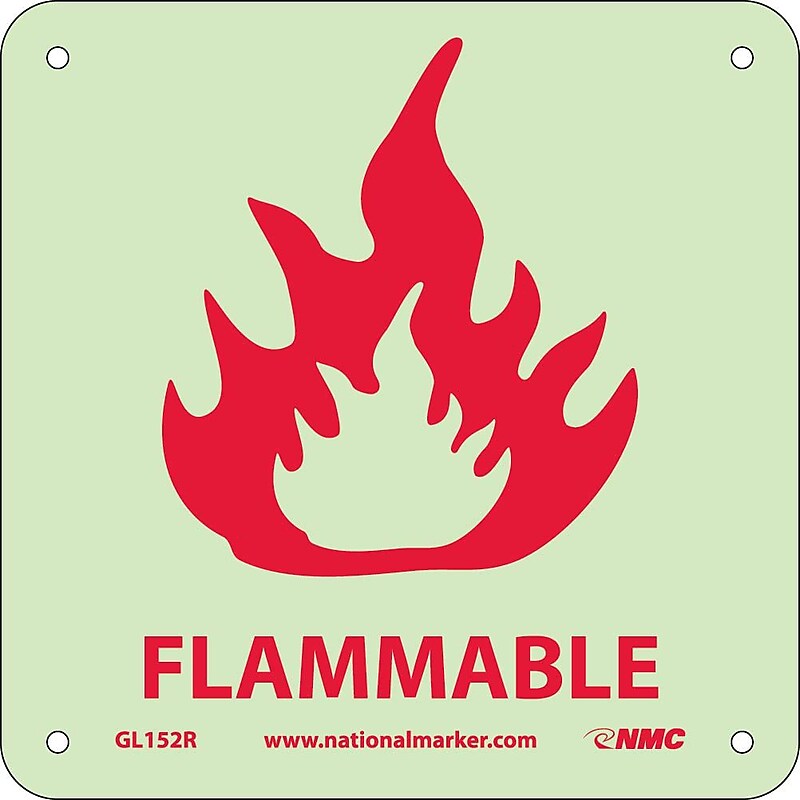 Notice Signs; Fire, Flammable, 7X7, Rigid Plasticglow image 1