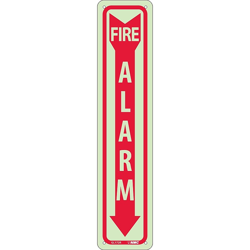 Notice Signs; Fire, Fire Alarm, 18X4, Rigid Plasticglow image 1
