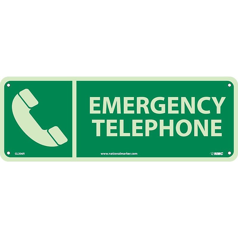 Notice Signs; Emergency Telephone, 5X14, Glow Rigid image 1