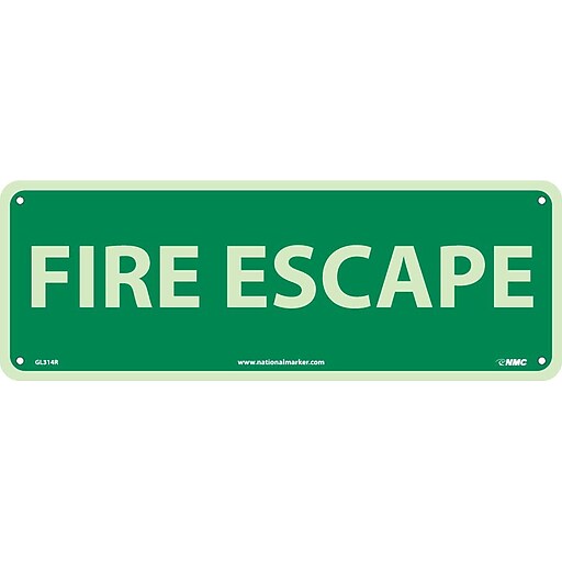 Notice Signs; Fire Escape, 5X14, Glow Rigid | Staples