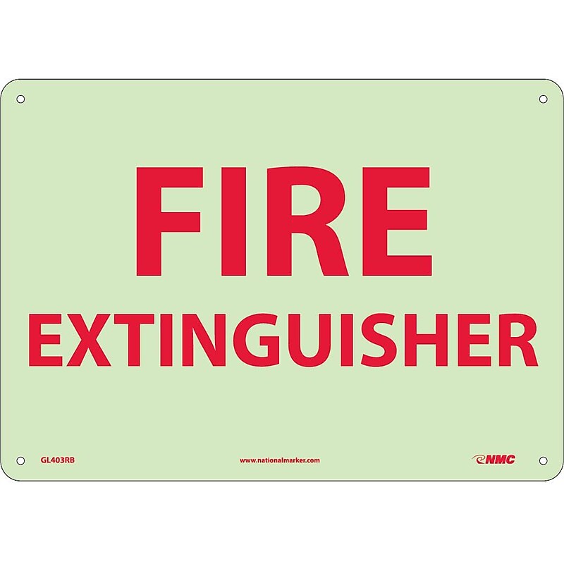 Notice Signs; Fire Extinguisher, 10" x 14", Glow Rigid image 1