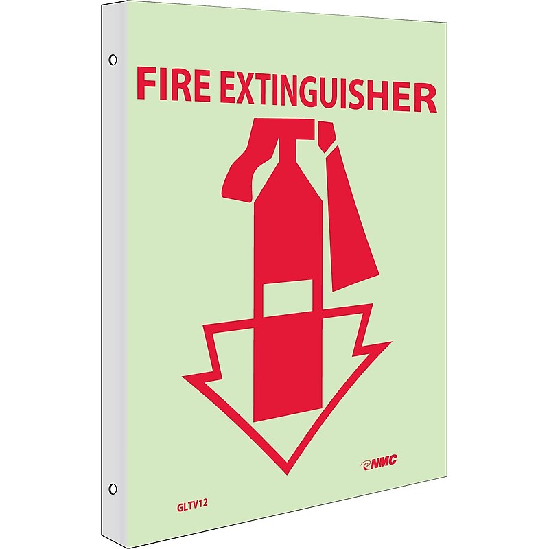 Notice Signs; Fire, Fire Extinguisher, 10X8, Plastic Flangedglow image 1