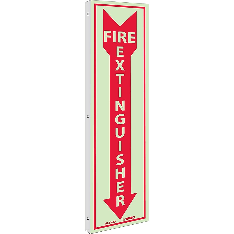Notice Signs; Flange, Fire, Fire Extinguisher, 18X4, Plastic Flanged image 1
