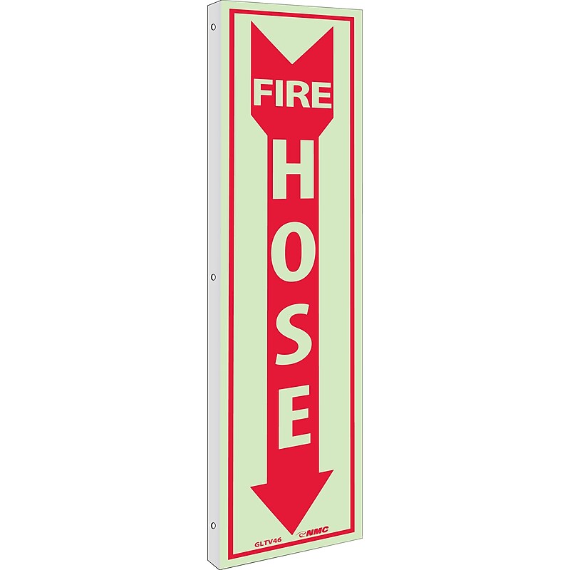 Notice Signs; Fire, Fire Hose, 18X4, Plastic Flanged, Glow image 1