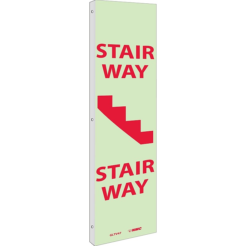 Notice Signs; Fire, Stairway, 18X4, Plastic Flangedglow image 1