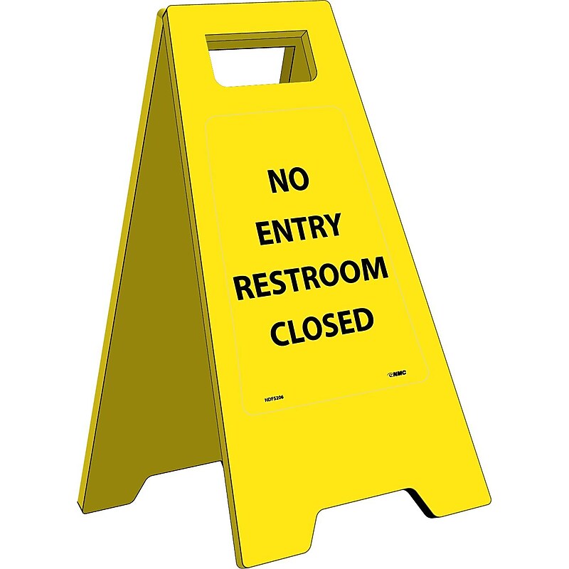 Floor Signs; Heavy Duty, No Entry Restroom Closed, English Only, 10 3/4X24 5/8 image 1