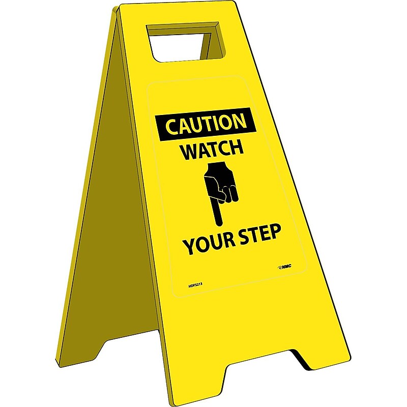 Heavy Duty Floor Signs; Caution Watch Your Step, 24.63X10.75 image 1