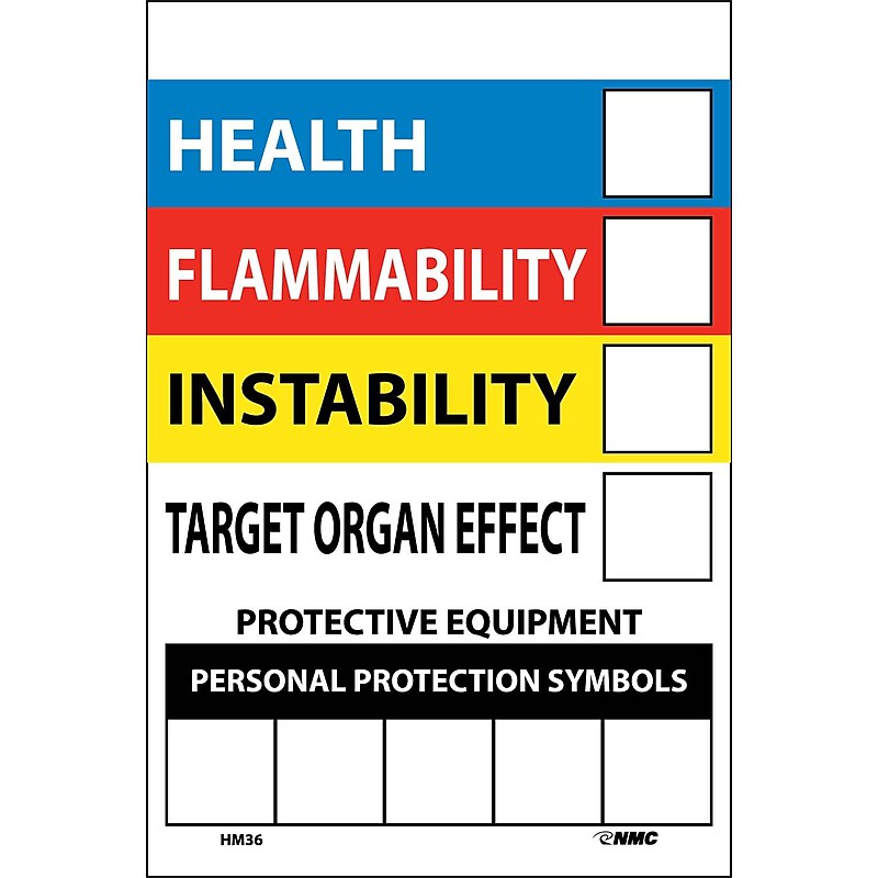 Right To Know Information Labels; Write On Color Bar, 6X4, Adhesive Vinyl, 10/Pk image 1