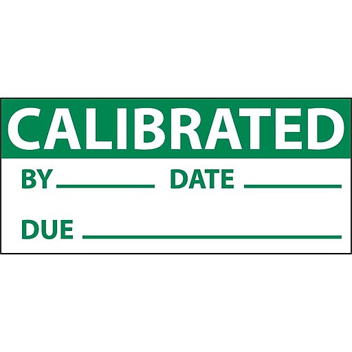 Inspection Labels; Calibrated, Grn/Wht, 1" x 2 1/4", Adhesive Vinyl (27