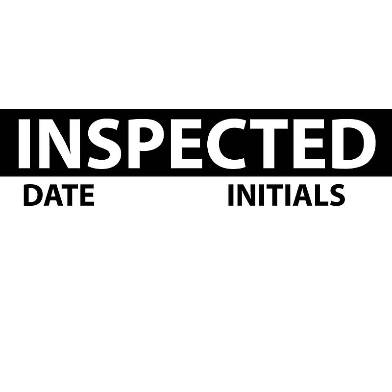 Inspection Labels; Inspected, Blk/Wht, 1" x 2 1/4", Adhesive Vinyl (27 Labels) image 1