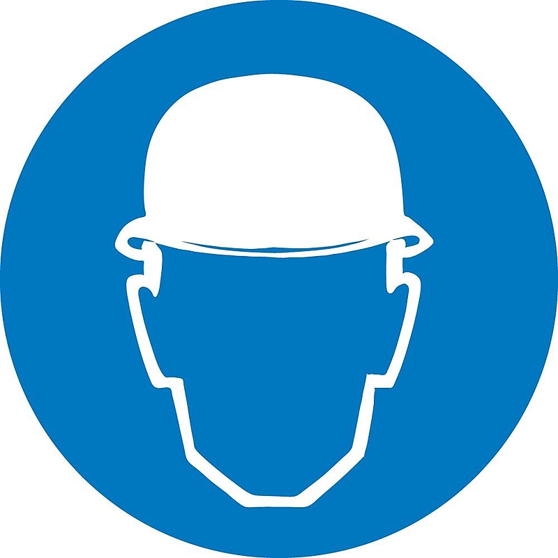 Information Labels; Graphic For Wear Head Protection, 4In Dia, Adhesive Vinyl image 1