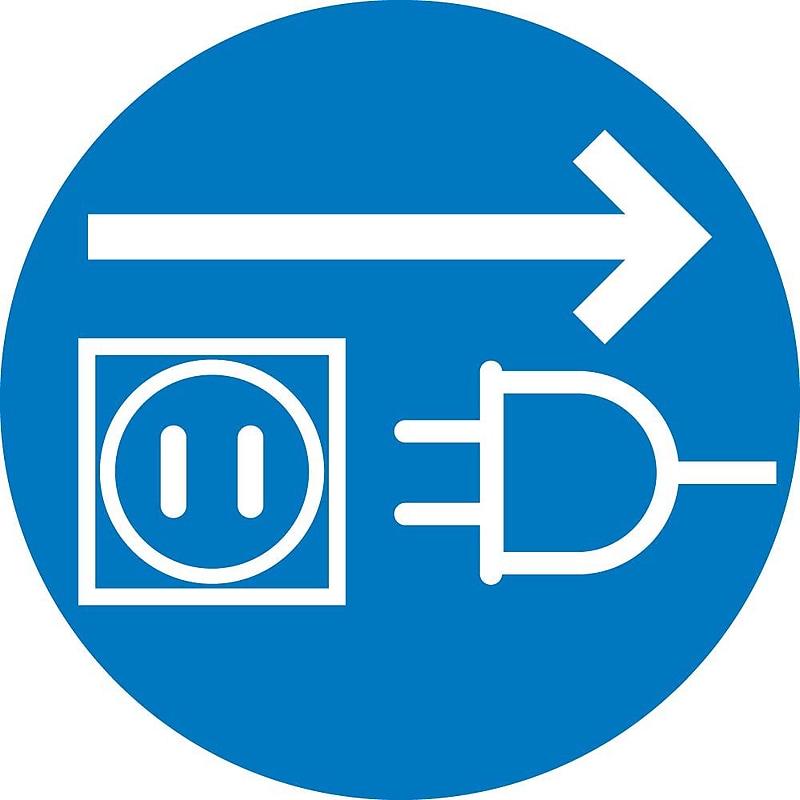 Label, Graphic For Unplug Electrical Supply, 4In Dia, Adhesive Vinyl image 1