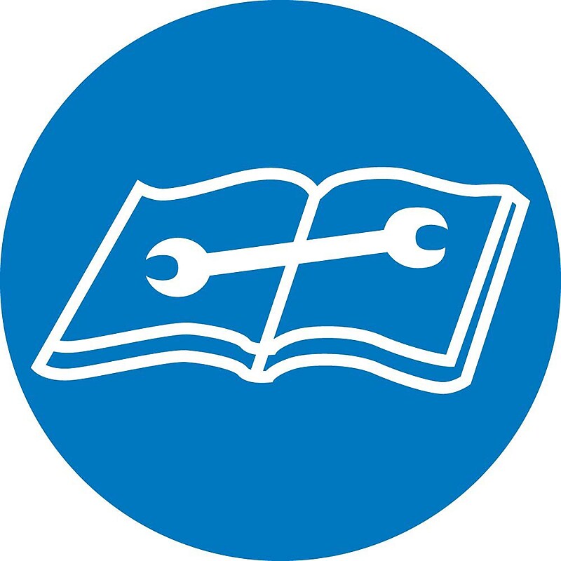 Label, Graphic For Consult Technical Manual For Proper Procedure, 4In Dia, Adhesive Vinyl image 1