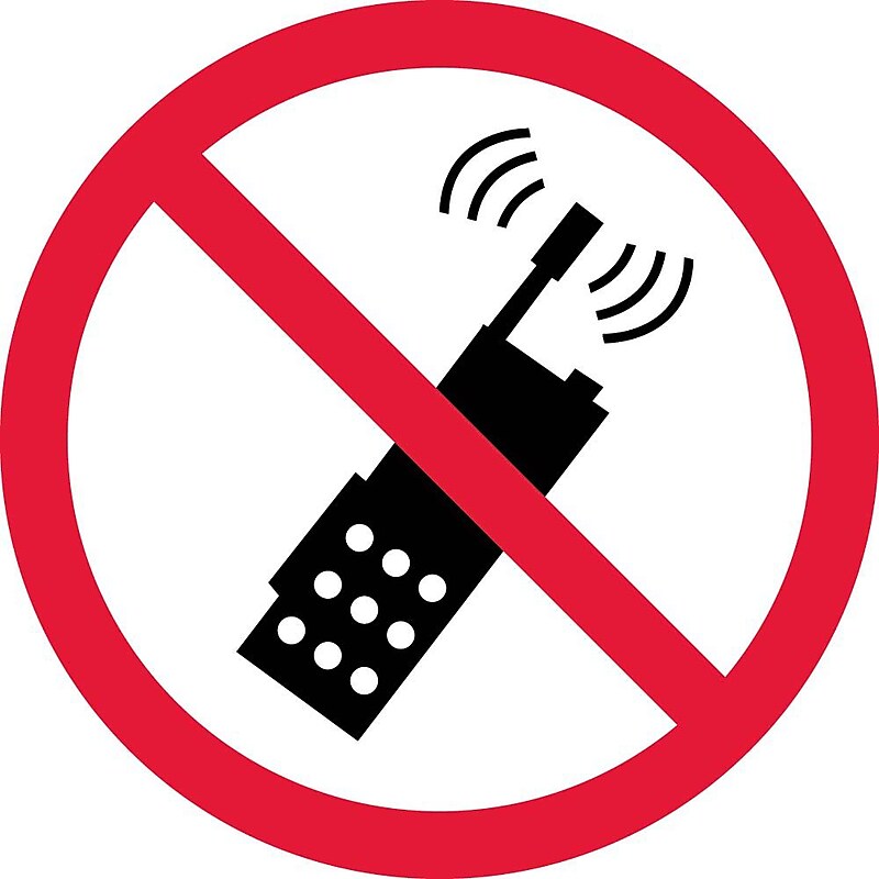 Label, Graphic For No Portable Transmitters, 4In Dia, Adhesive Vinyl image 1