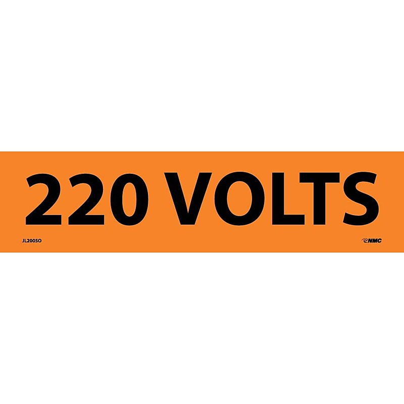 Voltage Marker; Adhesive Vinyl, 220 Volts, 2 1/4X9 image 1