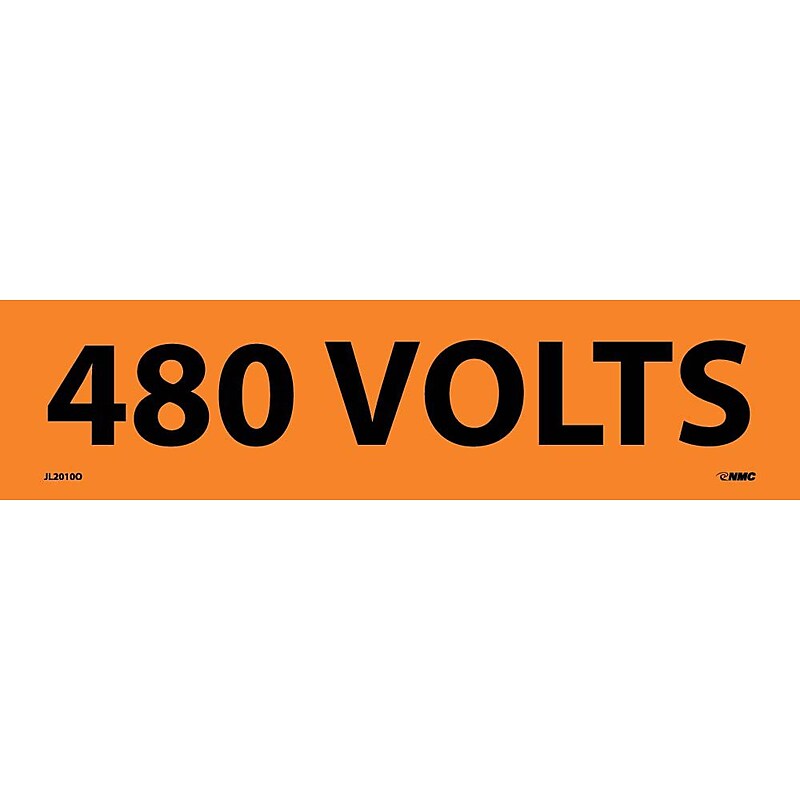 Voltage Marker; Adhesive Vinyl, 480 Volts, 2 1/4X9 image 1