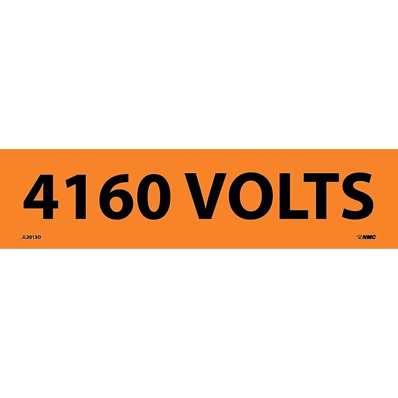 Voltage Marker; Adhesive Vinyl, 4160 Volts, 2 1/4X9 image 1