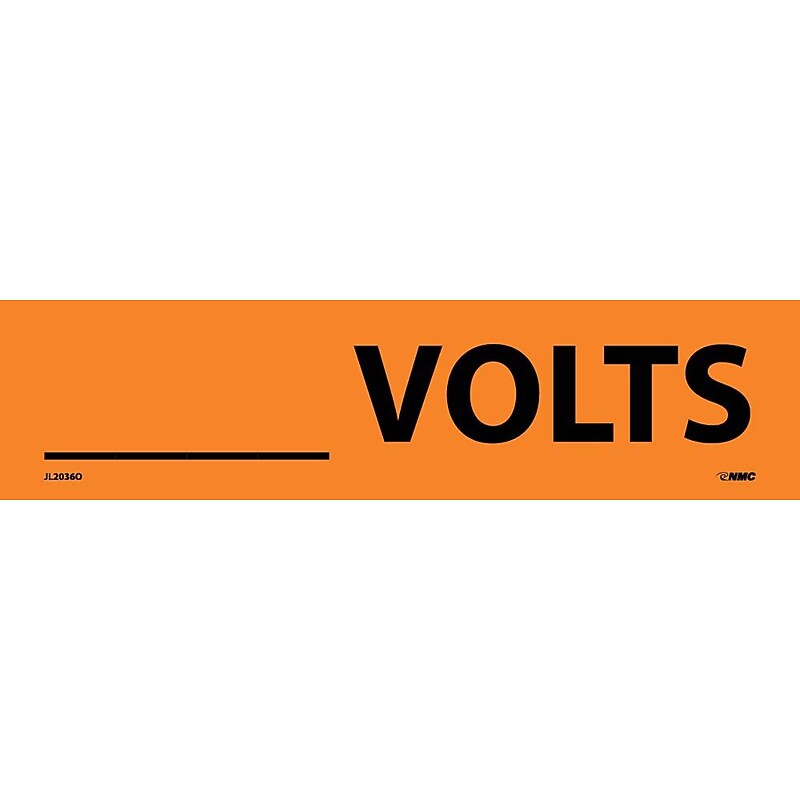 Electrical Markers; ____Volts, 2.25X9, Adhesive Vinyl, 25/Pk image 1