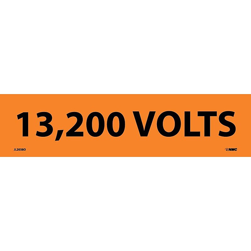 Electrical Markers; 13,200 Volts, 2.25X9, Adhesive Vinyl, 25/Pk image 1