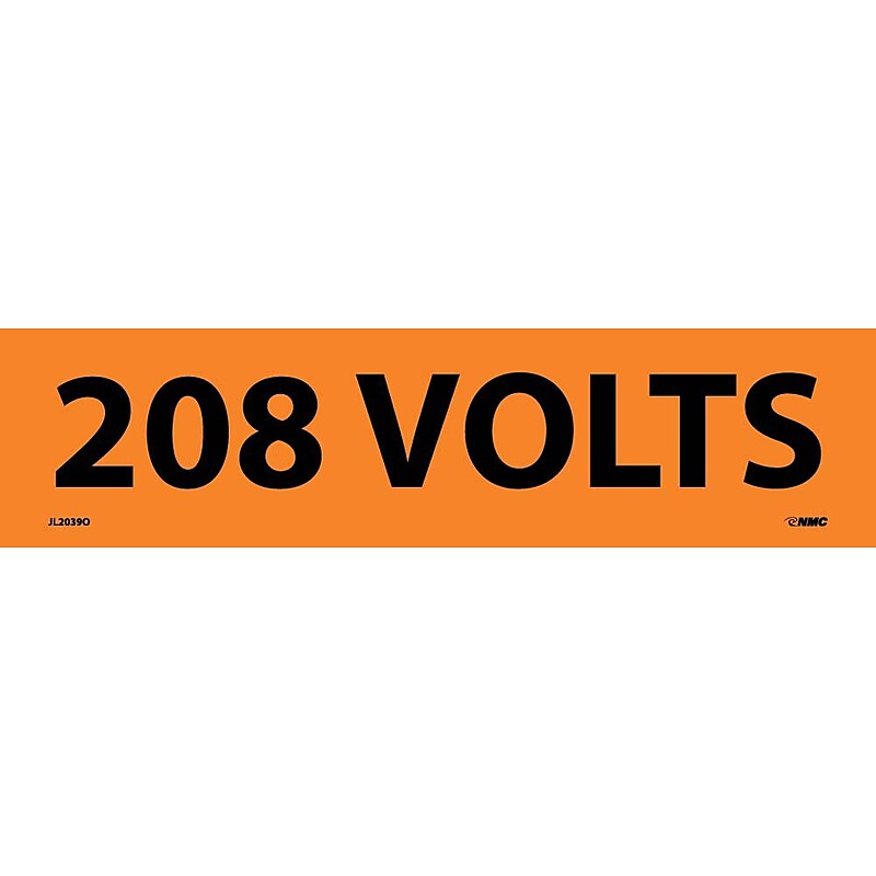 Electrical Markers; 208 Volts, 2.25X9, Adhesive Vinyl, 25/Pk image 1