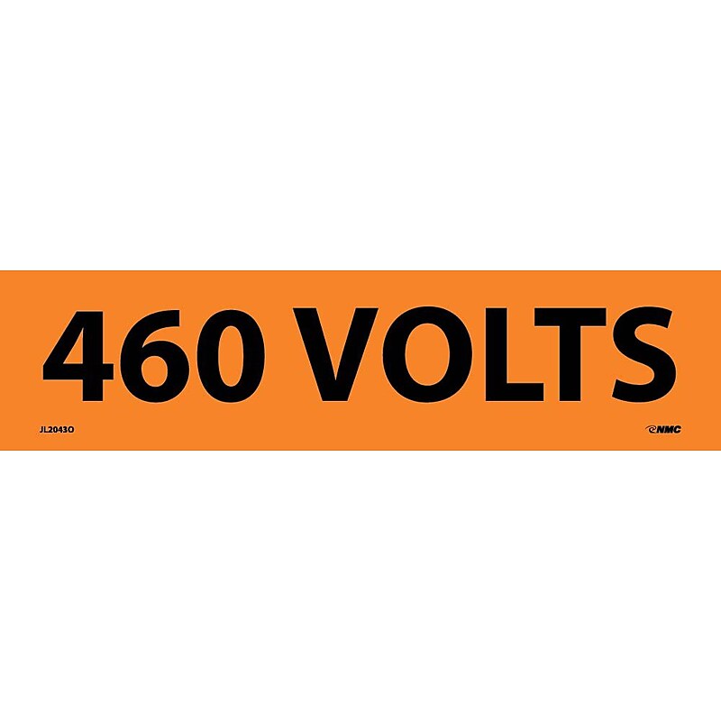 Electrical Markers; 460 Volts, 2.25X9, Adhesive Vinyl, 25/Pk image 1