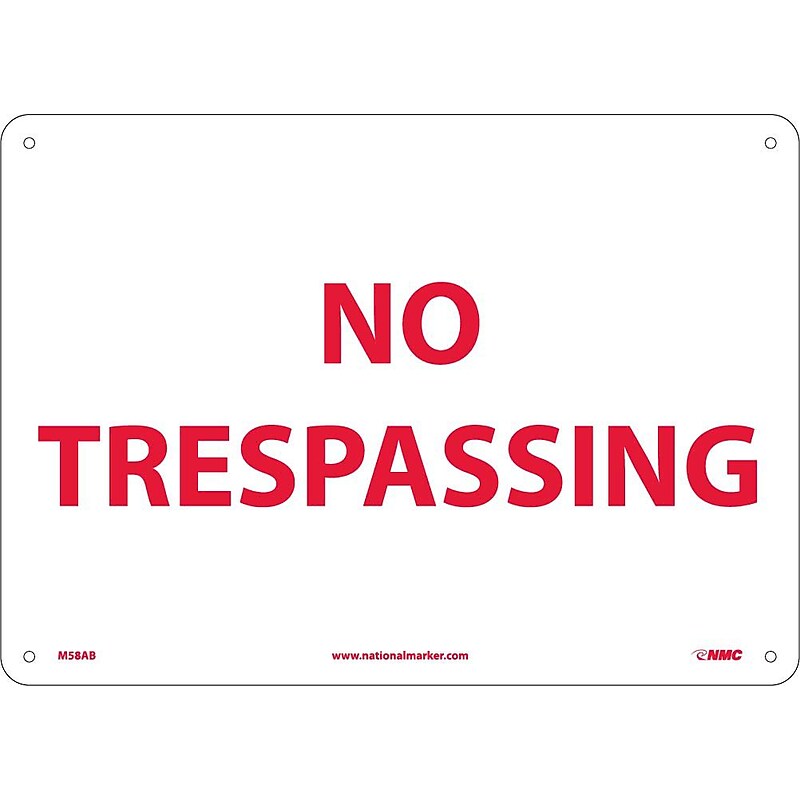 Notice Signs; No Trespassing 10X14, .040 Aluminum image 1