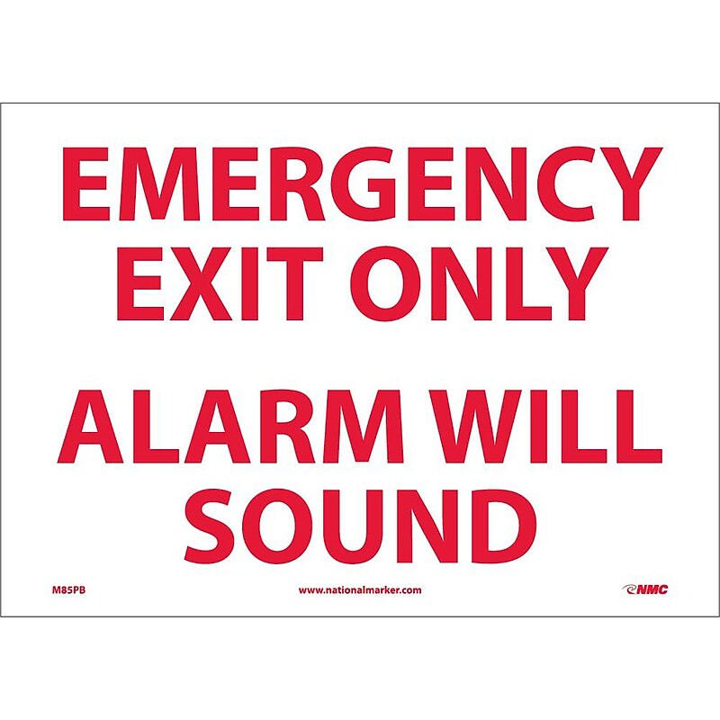 Information Labels; Emergency Exit Only Alarm Will Sound, 10X14, Adhesive Vinyl image 1