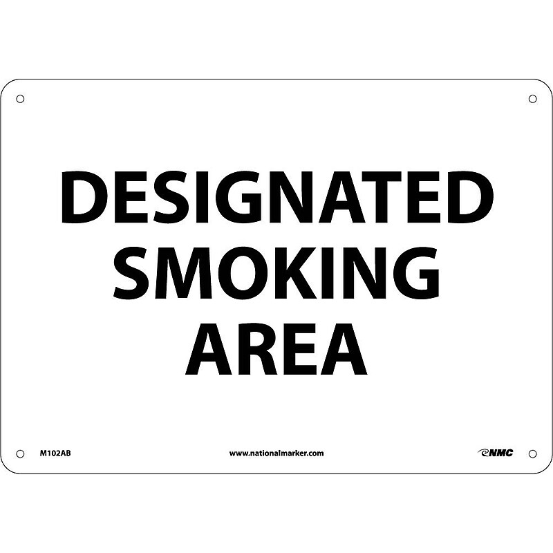 Notice Signs; Designated Smoking Area, 10" x 14", .040 Aluminum image 1