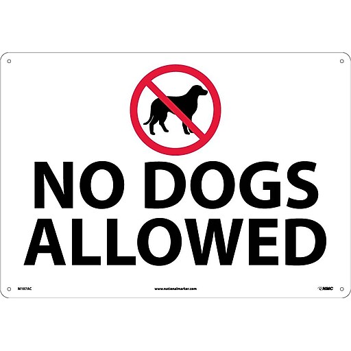 Notice Signs; No Dogs Allowed, Graphic, 14X20, .040 Aluminum Staples
