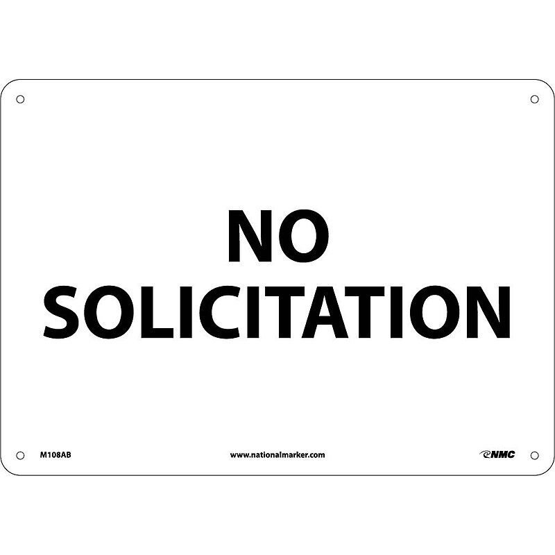 Notice Signs; No Solicitation, 10X14, .040 Aluminum image 1