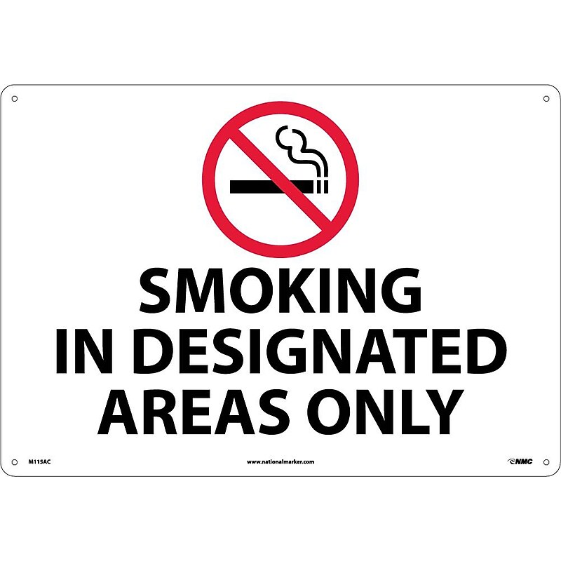 Information Signs; Smoking In Designated Areas Only, Graphic, 14" x 20", .040 Aluminum image 1