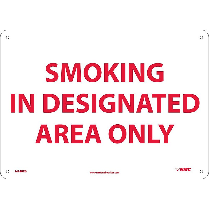 Information Signs; Smoking In Designated Area Only, 10X14, Rigid Plastic image 1