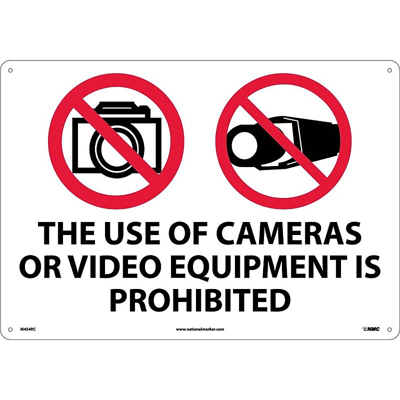 Notice Signs; The Use Of Cameras Or Video Equipment Is Prohibited, 14X20, Rigid Plastic image 1