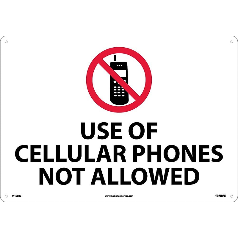 Notice Signs; Use Of Cellular Phones Not Allowed, 14X20, Rigid Plastic image 1
