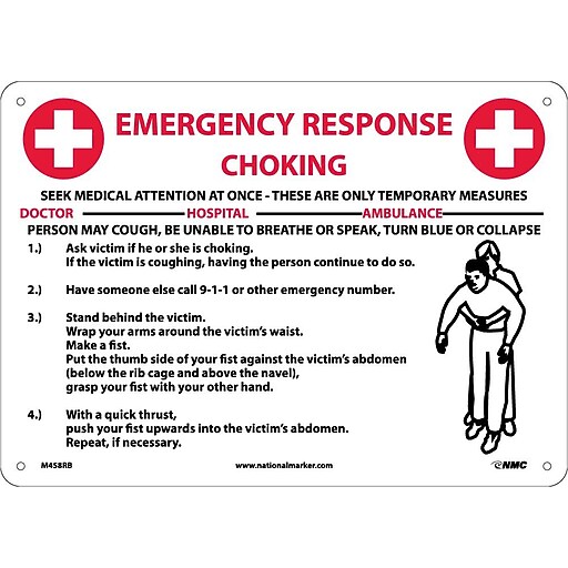 Notice Signs; Choke Emergency Response, 10X14, Rigid Plastic at Staples