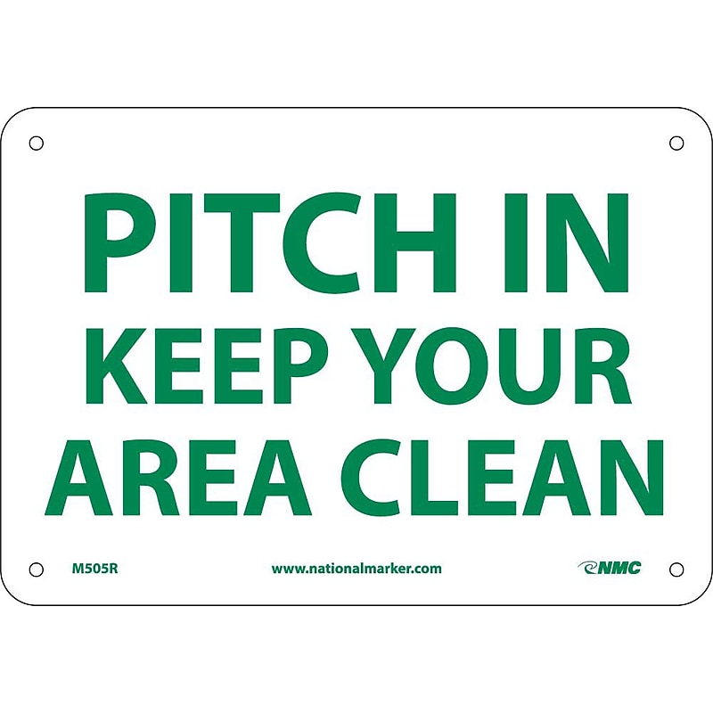 Pitch In Keep Your Area Clean, 7X10, Rigid Plastic, Information Sign image 1