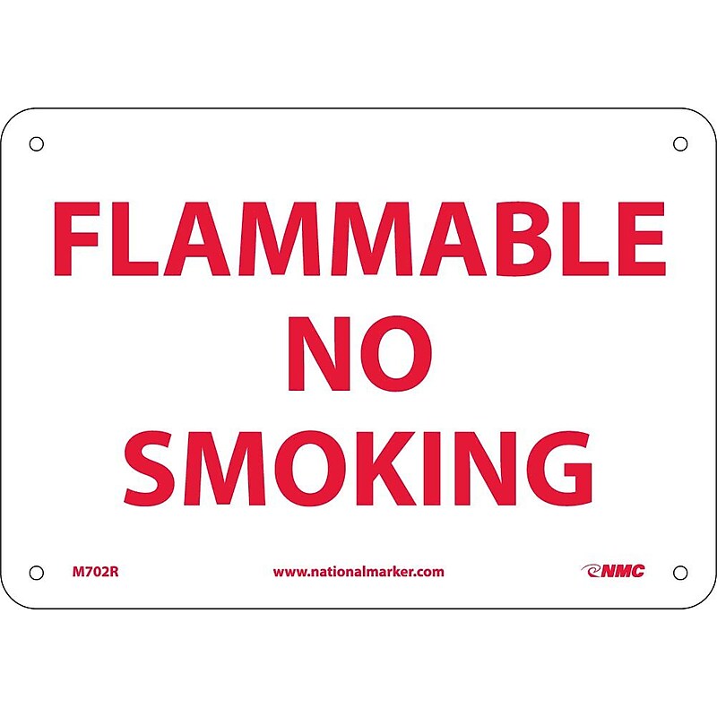 Notice Signs; Flammable No Smoking, 7X10, Rigid Plastic image 1