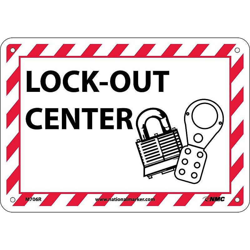 Lock-Out Center (W/Graphic), 7X10, Rigid Plastic, Warning Sign image 1