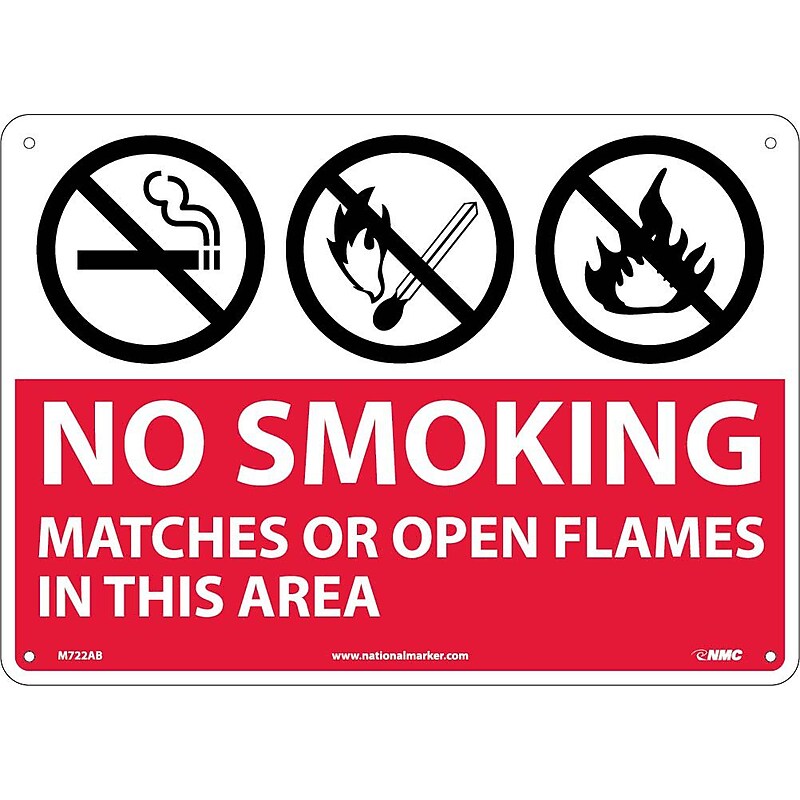 Notice Signs; (Graphics) No Smoking Matches Or Open Flames In This Area, 10X14, .040 Aluminum image 1
