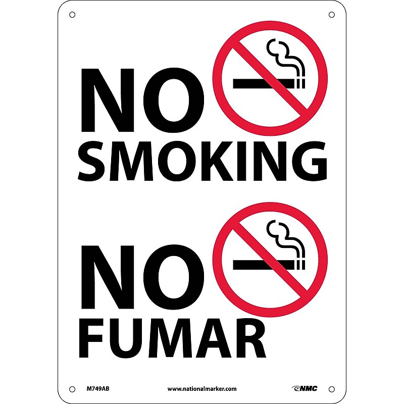 Information Signs; No Smoking (Graphic), Bilingual, 14X10, .040 Aluminum image 1