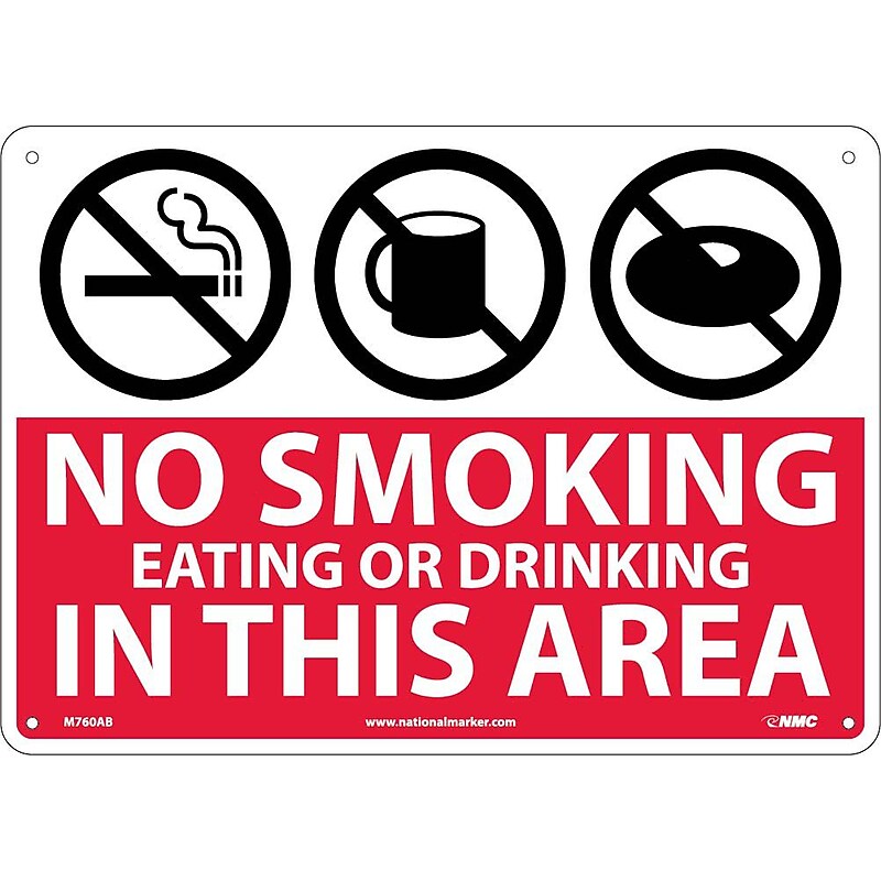 Information Signs; No Smoking Eating Or Drinking In This Area (Graphics), 10X14, ,040 Aluminum image 1