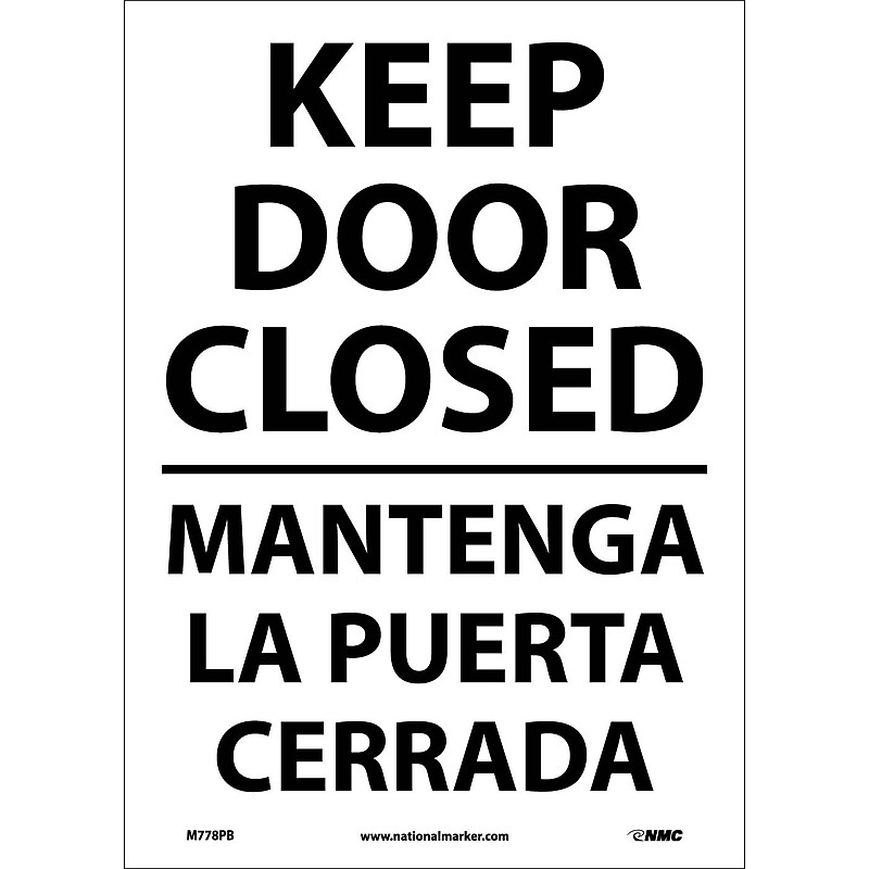 Information Labels; Keep Door Closed, Bilingual, 14X10, Adhesive Vinyl image 1