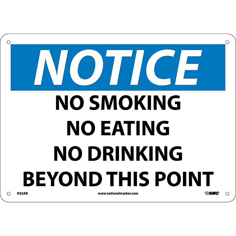 No Smoking No Eating No Drinking Beyond. . ., 10X14, .040 Aluminum, Notice Sign image 1