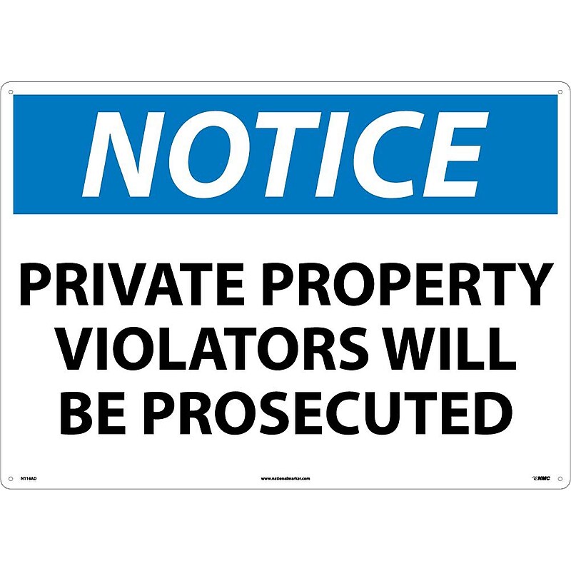 Private Property Violators Will Be Prosecuted, 20X28, .040 Aluminum, Notice Sign image 1