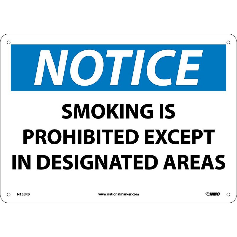 Smoking Is Prohibited Except In Designated Areas, 10X14, Rigid Plastic, Notice Sign image 1