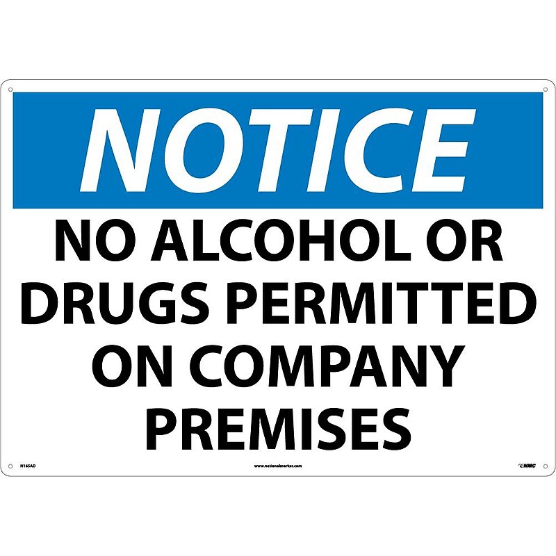 Notice Signs; No Alcohol Or Drugs Permitted On. . ., 20X28, .040 Aluminum image 1