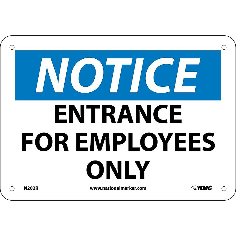 Entrance For Employees Only, 7X10, Rigid Plastic, Notice Sign image 1