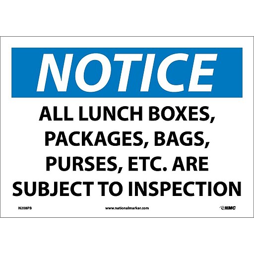 Notice Labels; All Lunch Boxes Packages Bags Purses. . ., 10X14, Adhesive Vinyl at Staples