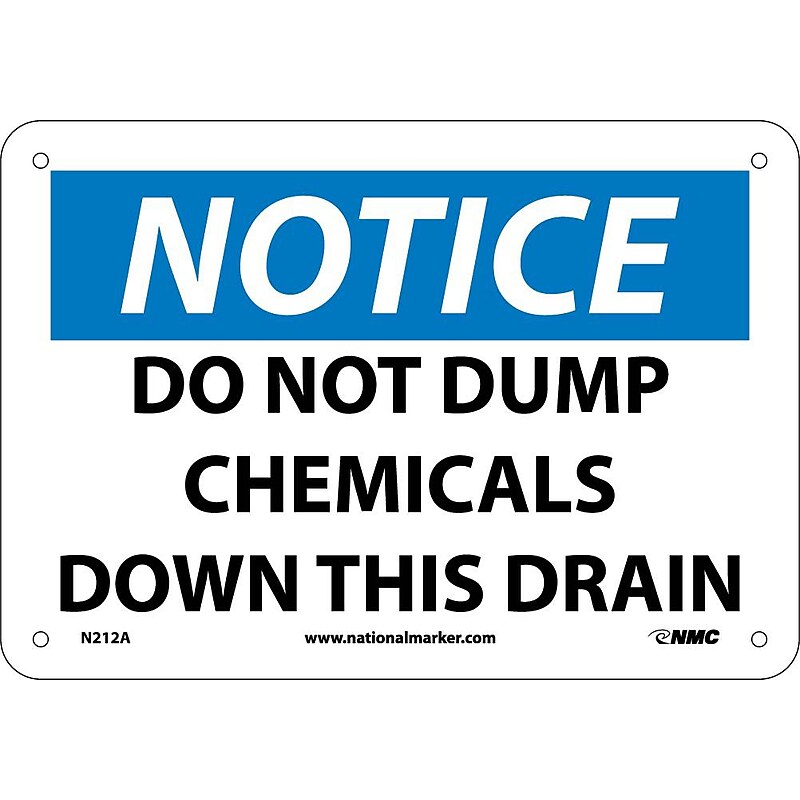 Notice Signs; Do Not Dump Chemicals Down This Drain, 7X10, .040 Aluminum image 1